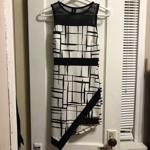 White and black tight dress
